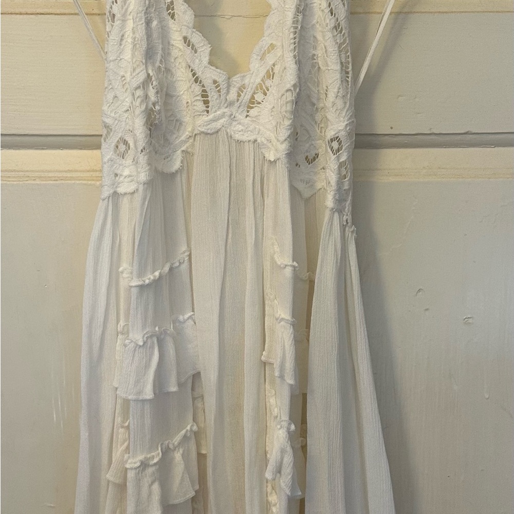 Free People White Lace Bohemian halter tunic